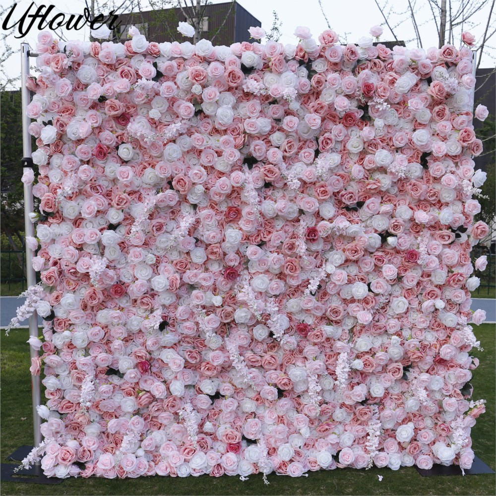 Flower Wall Panel - Uflower 5D Bunga Mawar Kain Pink